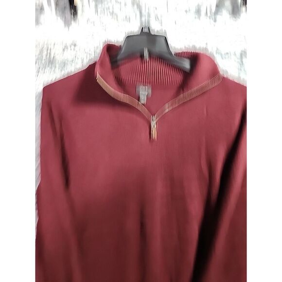 J Crew Sweater Mens‎ Large Maroon 1/4 Zip Pullover Cotton Knit Minimal Basic - Picture 2 of 16